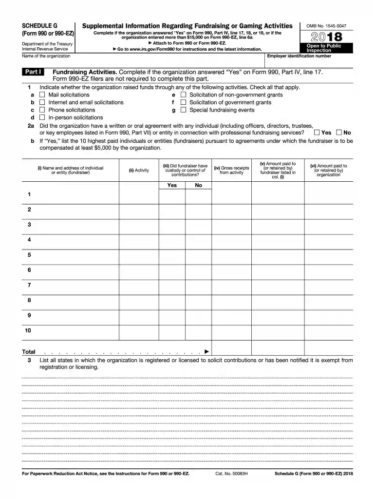 2018 form 990 schedule g Preview on Page 1