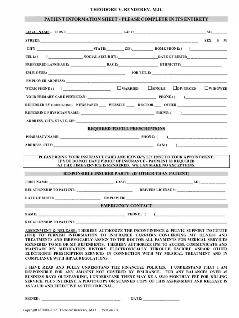 vasectomy paperwork Preview on Page 1