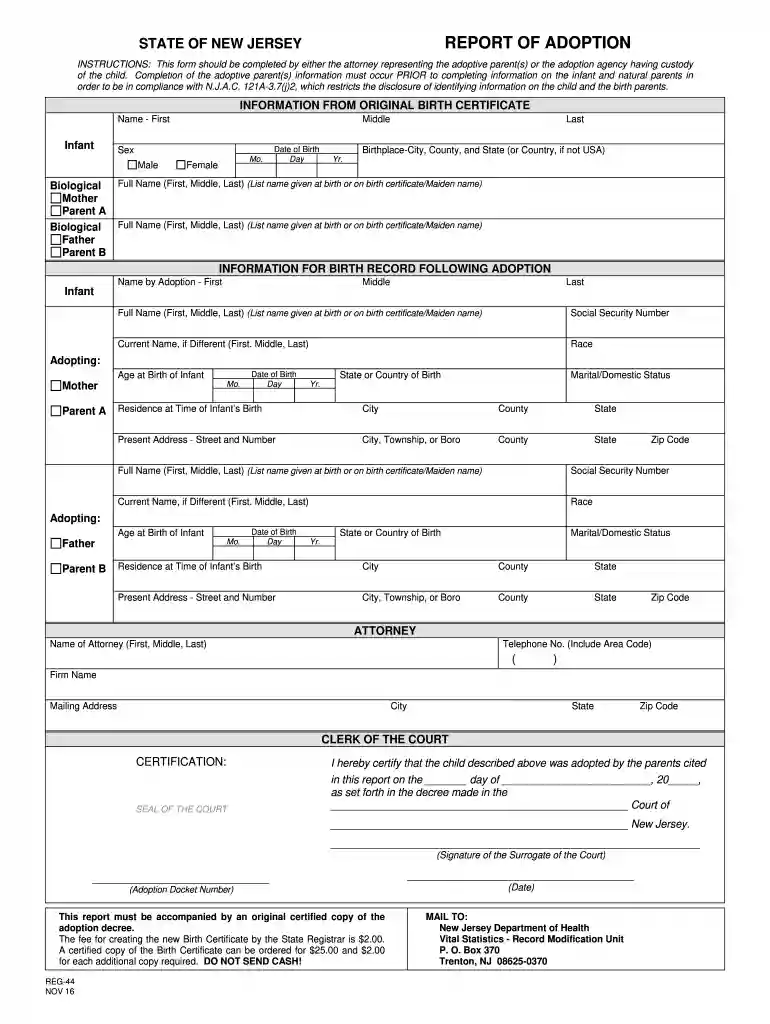 adult adoption forms nj Preview on Page 1