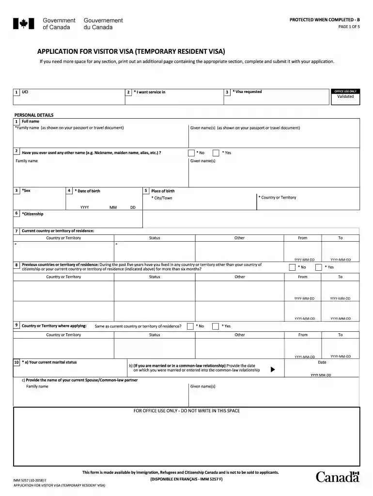 imm5257 2018 form Preview on Page 1