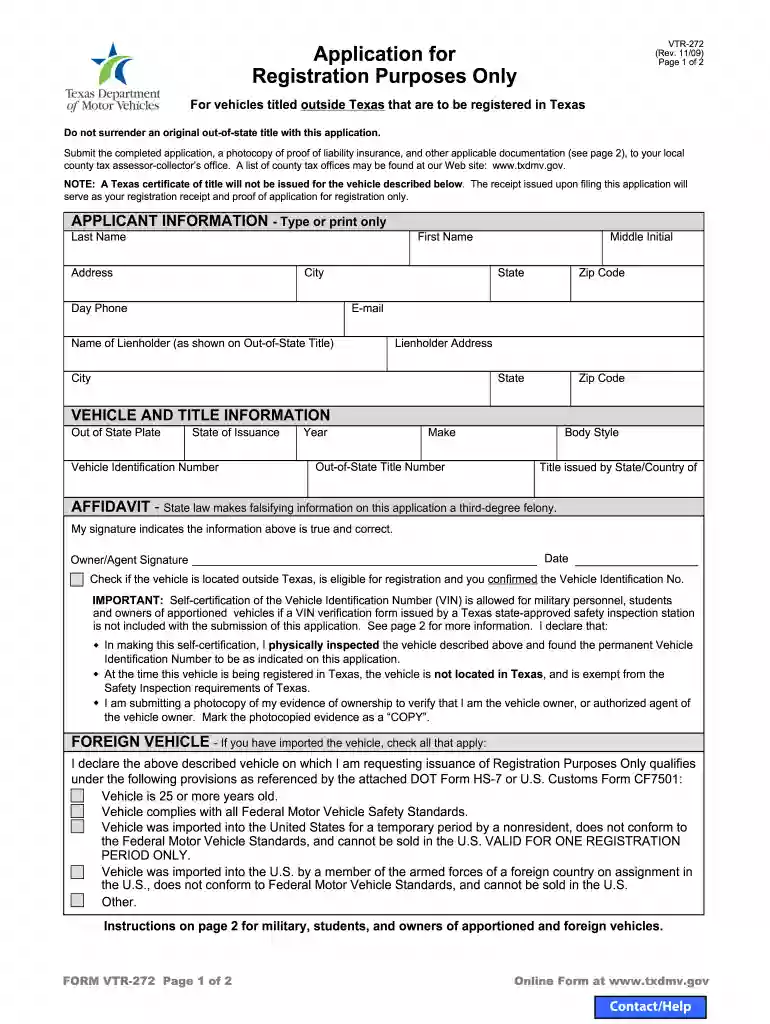 registration vehicle texas Preview on Page 1