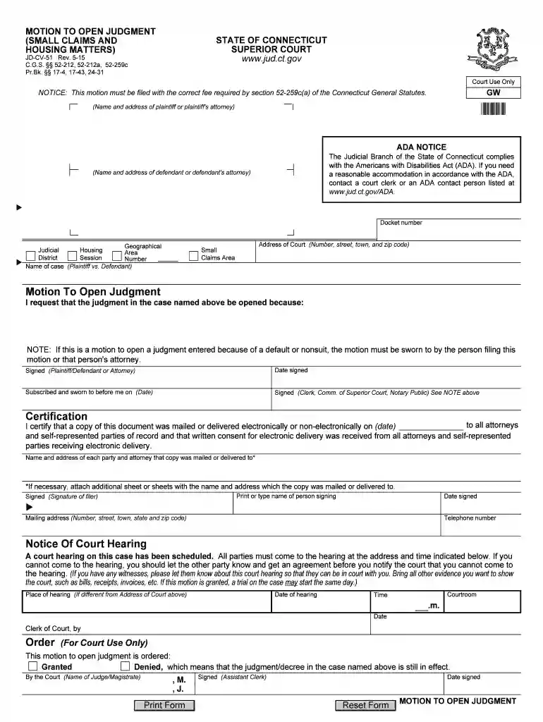 motion open judgment Preview on Page 1