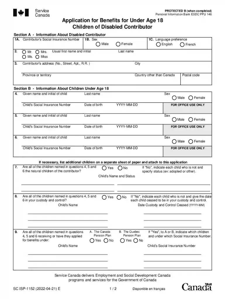 isp 1152 form Preview on Page 1