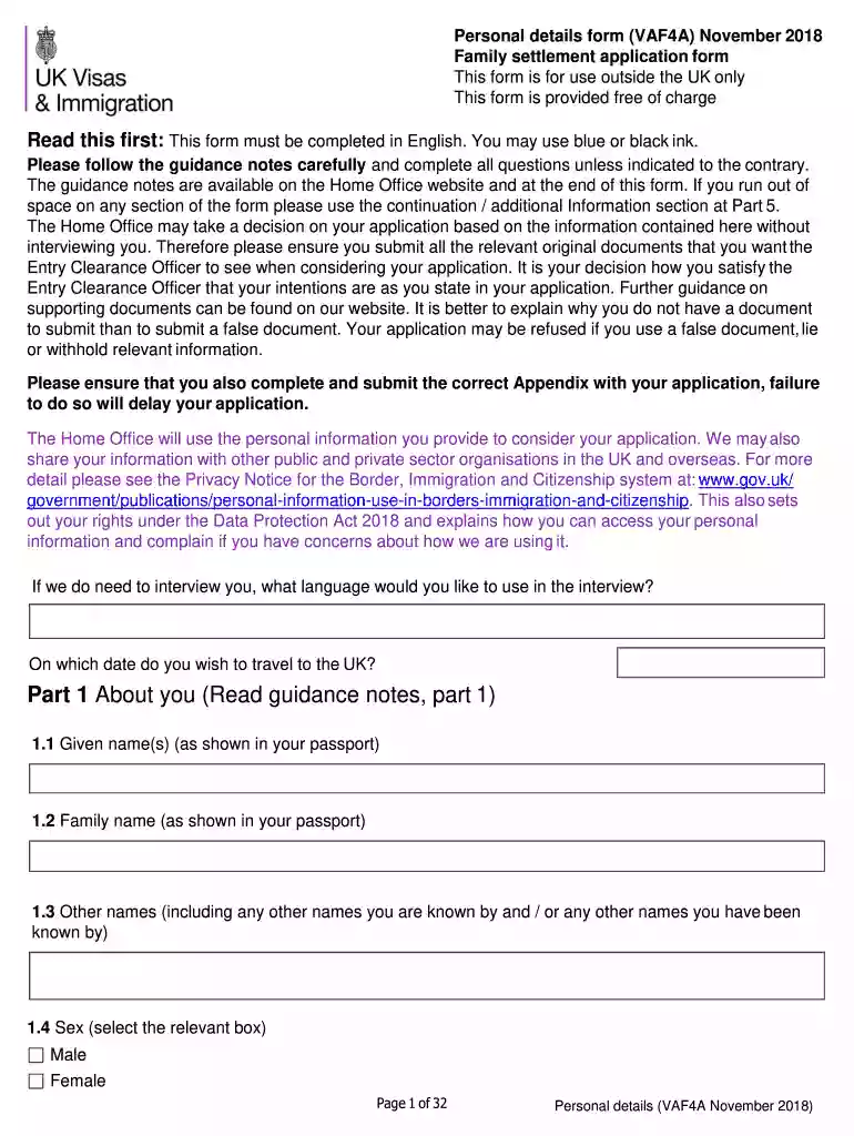 vaf4a personal details form Preview on Page 1
