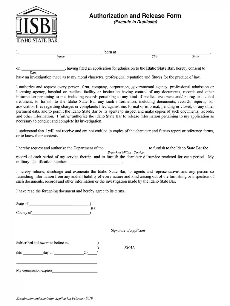 idaho authorization admission application Preview on Page 1