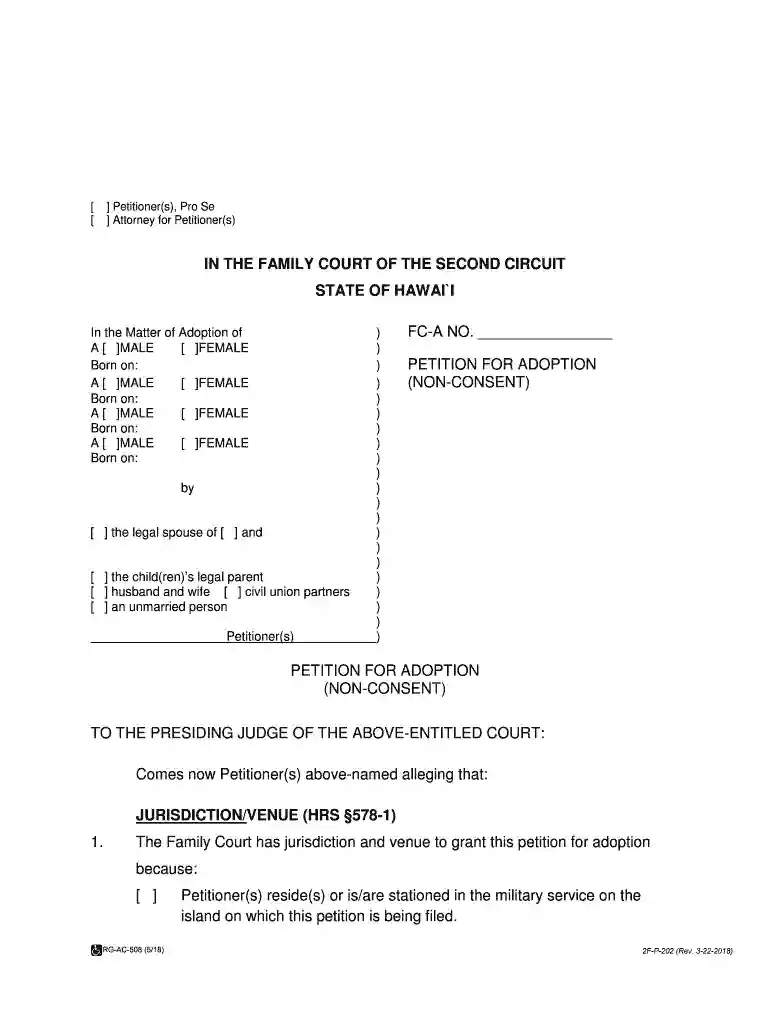 hawaii adoption forms Preview on Page 1