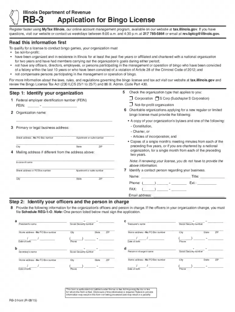 rb 3 application for bingo license Preview on Page 1