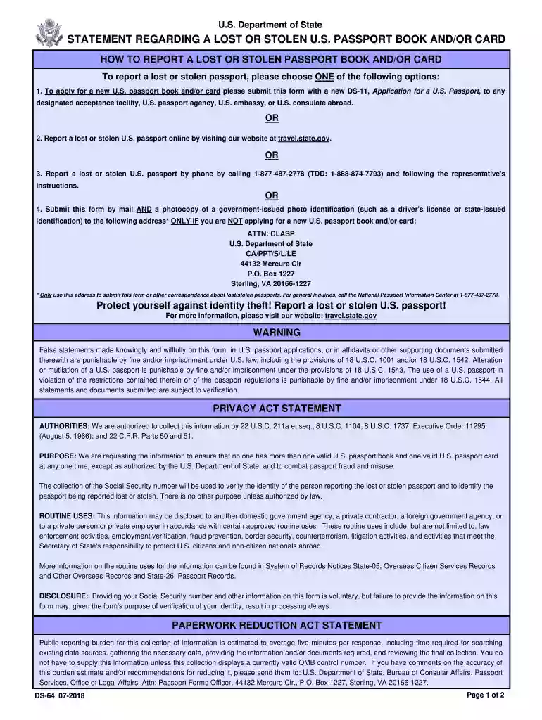lost passport replacement application form Preview on Page 1