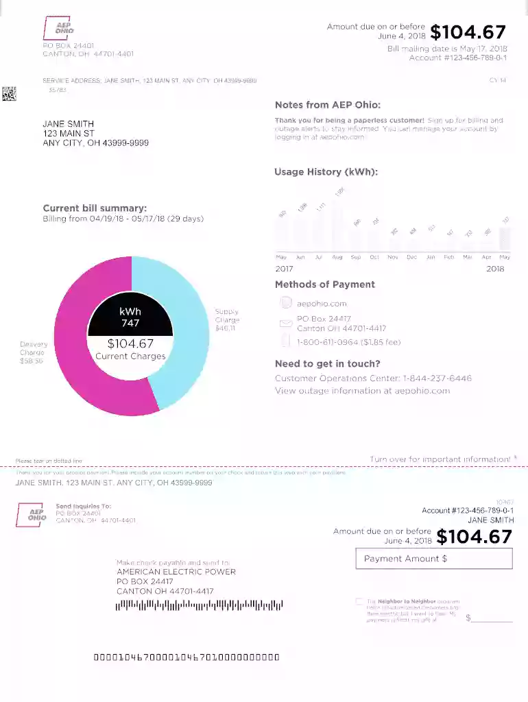 aep sample bill Preview on Page 1
