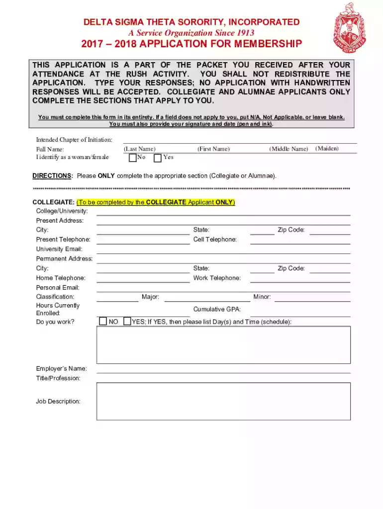 delta sigma theta membership application Preview on Page 1