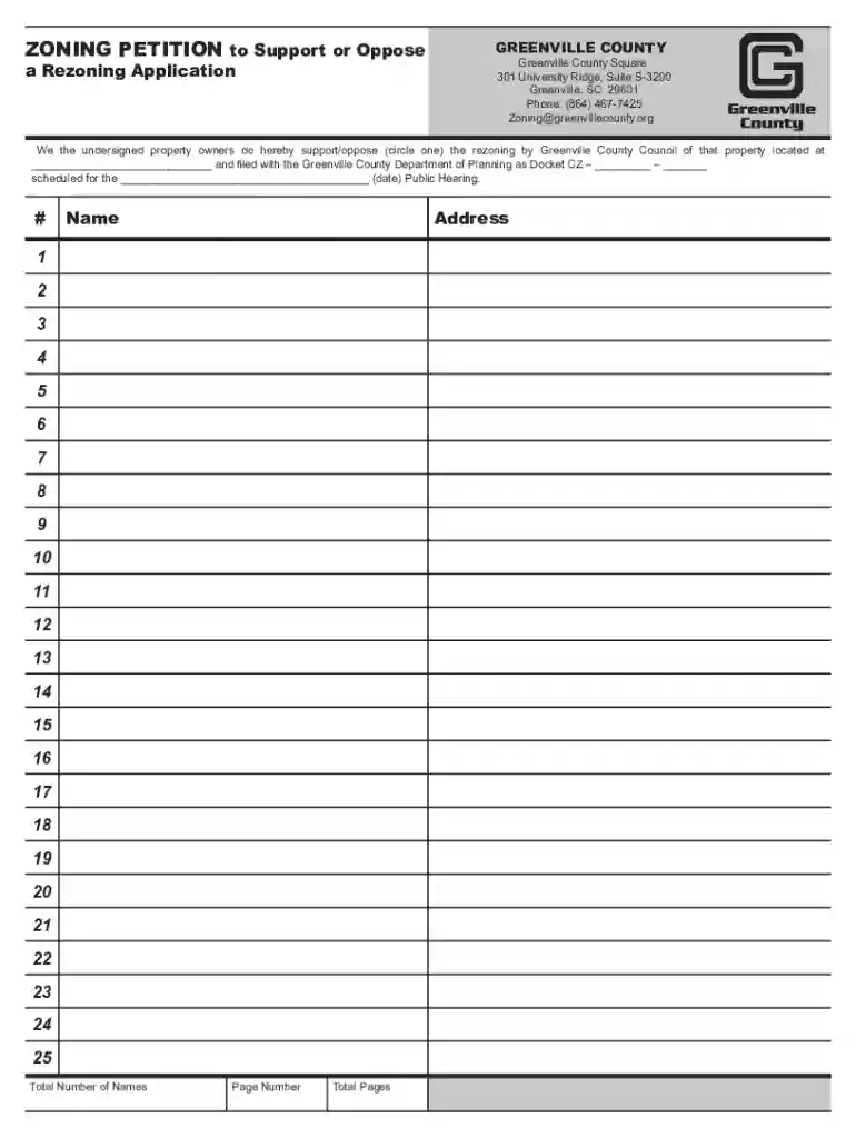 Zoning Petition for Greenville County Preview on Page 1