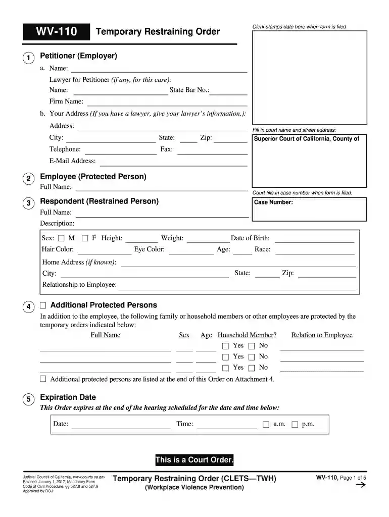 restraining order Preview on Page 1
