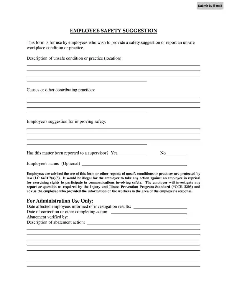 EMPLOYEE SAFETY SUGGESTION - Shasta County Office of Education Preview on Page 1