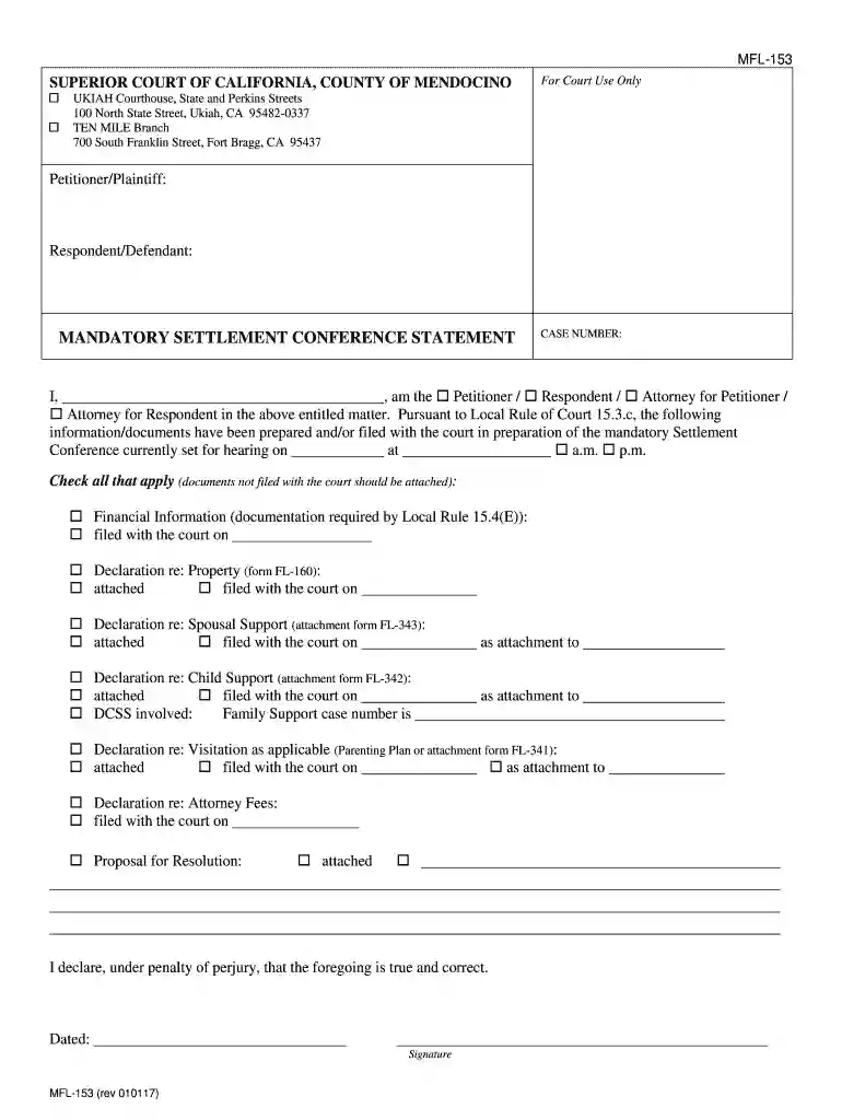 mfl mandatory settlement conference form Preview on Page 1