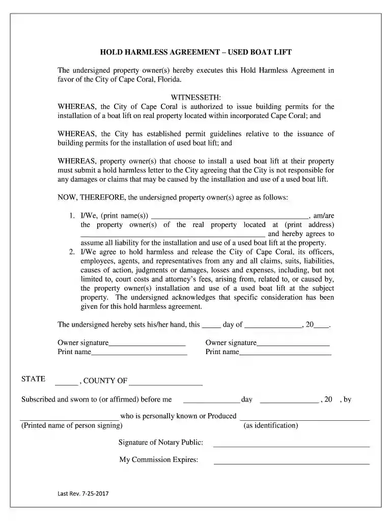 hold harmless agreement Preview on Page 1