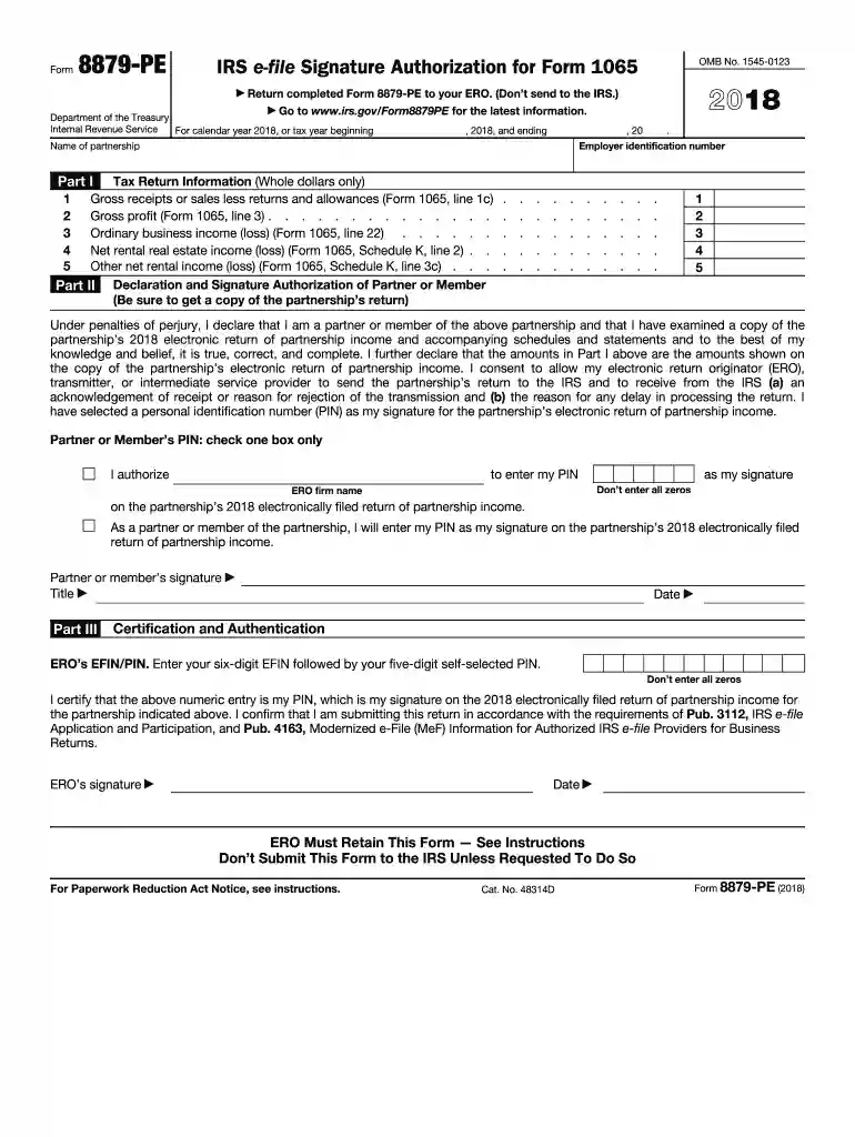 form 8879 pe Preview on Page 1