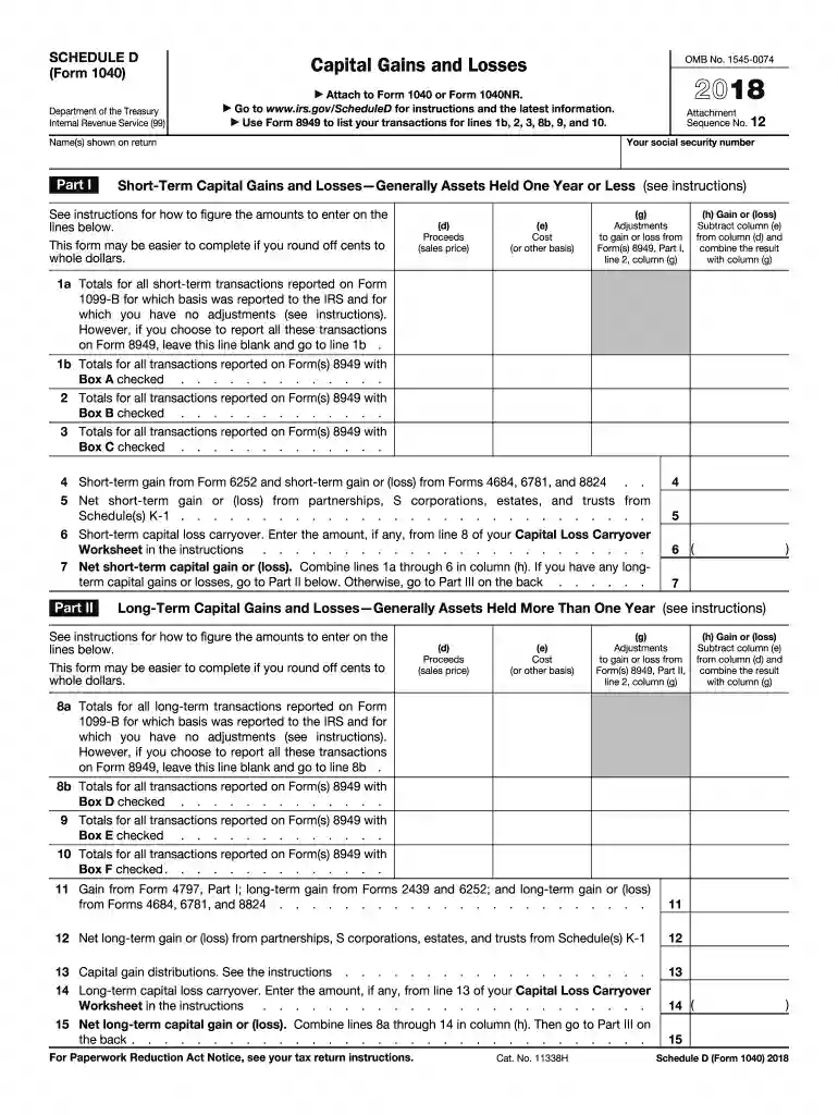2018 schedule d tax worksheet Preview on Page 1