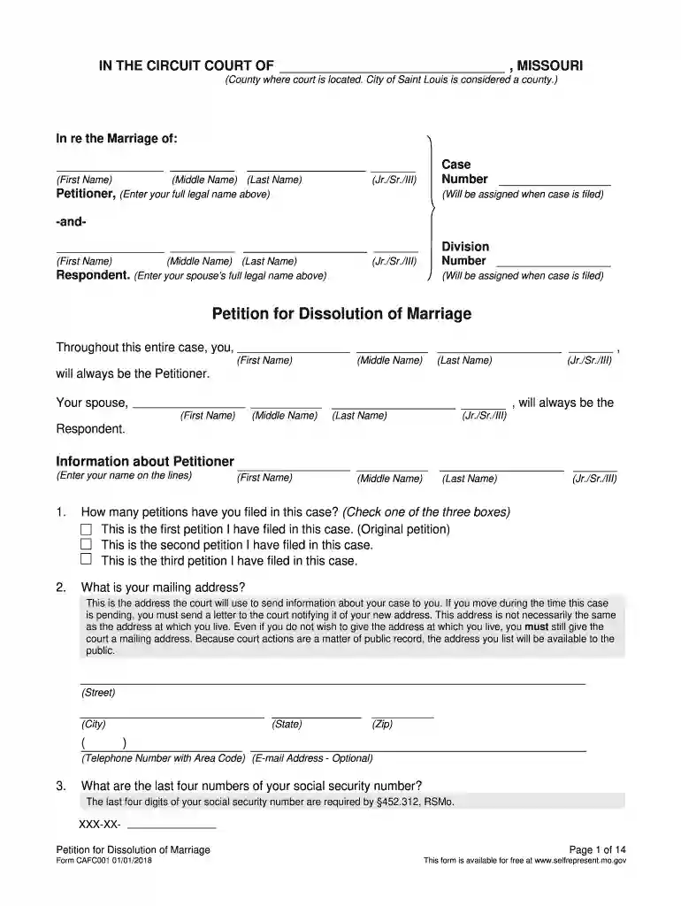 form cafc001 Preview on Page 1