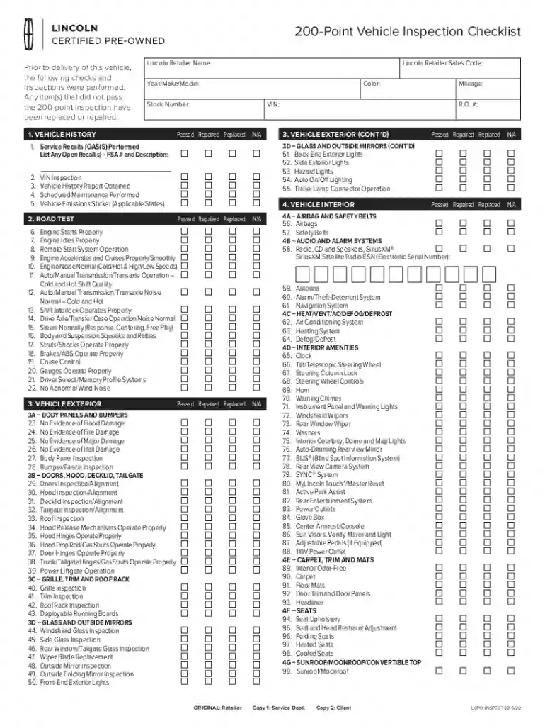 vehicle inspection checklist free Preview on Page 1