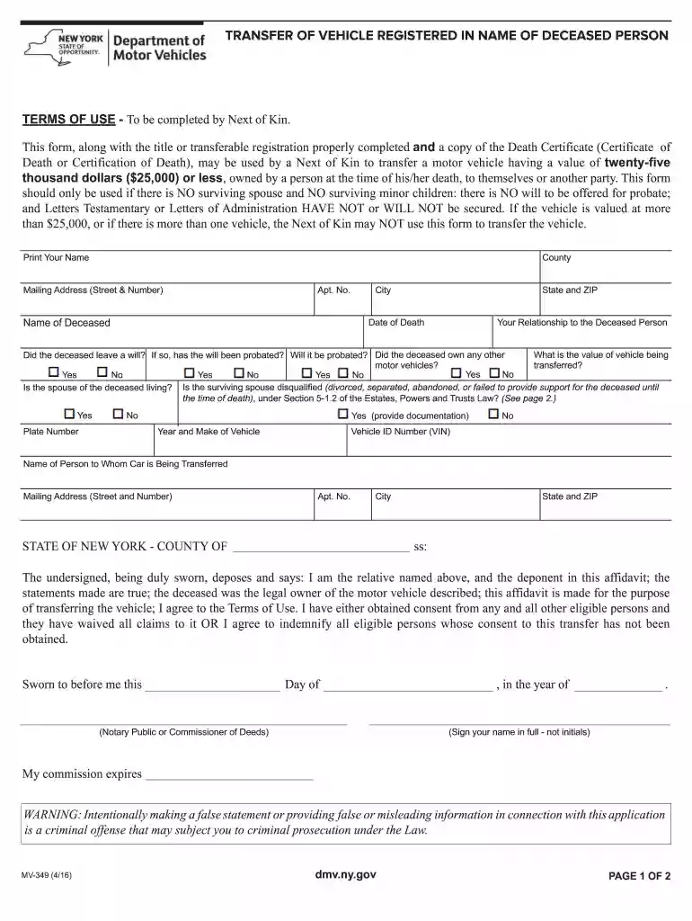 mv 349 1 form Preview on Page 1