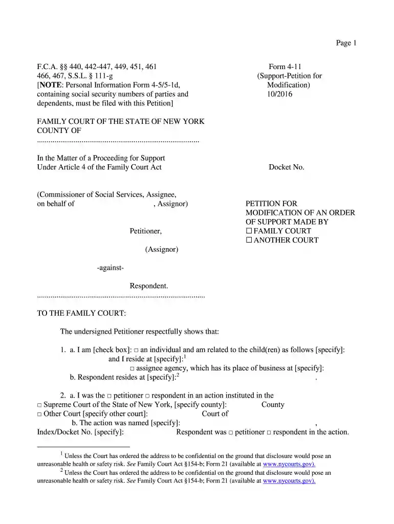 petition to terminate child support ny form Preview on Page 1
