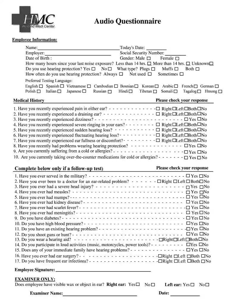 Audio Questionnaire - v7 30#0001 - Holland Medi-Center Preview on Page 1
