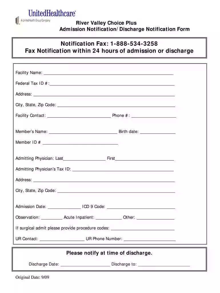 discharge form from hospital Preview on Page 1