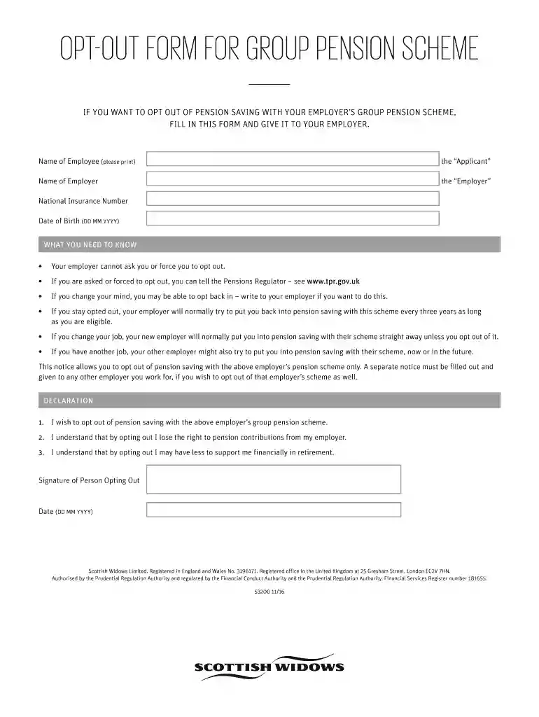 scottish widows opt out form Preview on Page 1