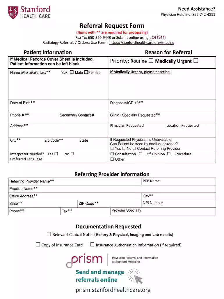 referral request form Preview on Page 1