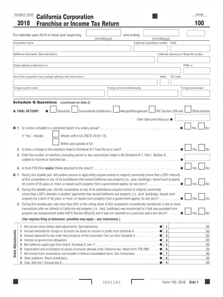 2018 form 100 Preview on Page 1