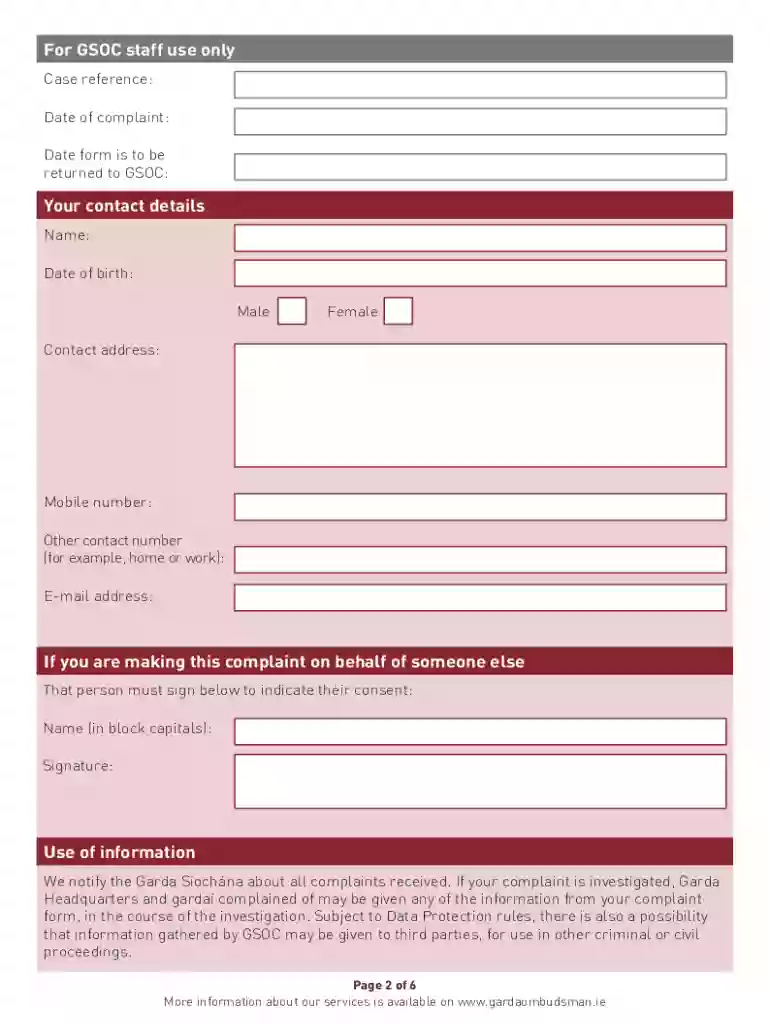 garda ombudsman complaint form Preview on Page 1