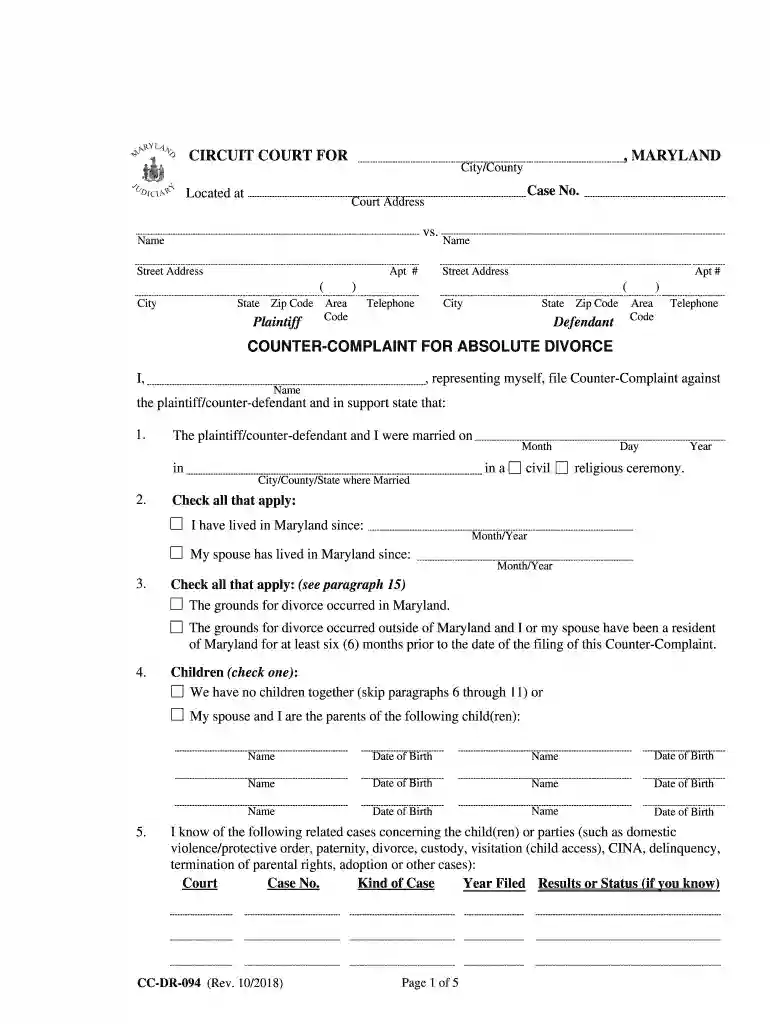, representing myself, file Counter-Complaint against Preview on Page 1