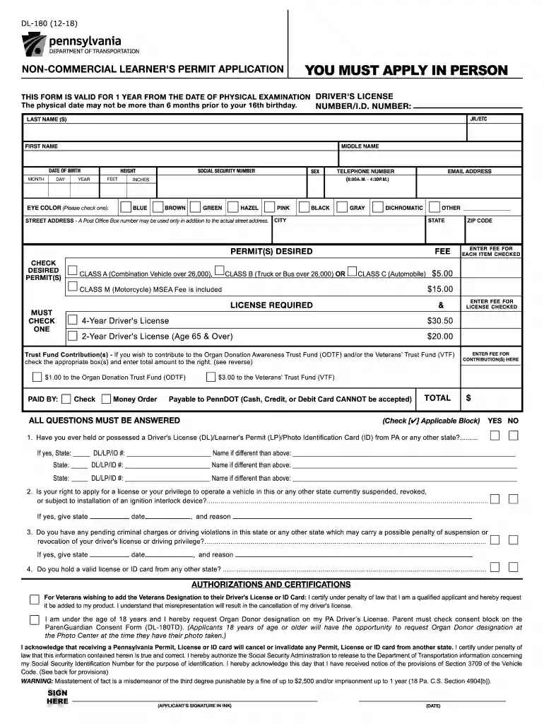pa permit physical form Preview on Page 1