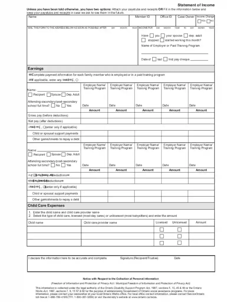 statement of income form Preview on Page 1