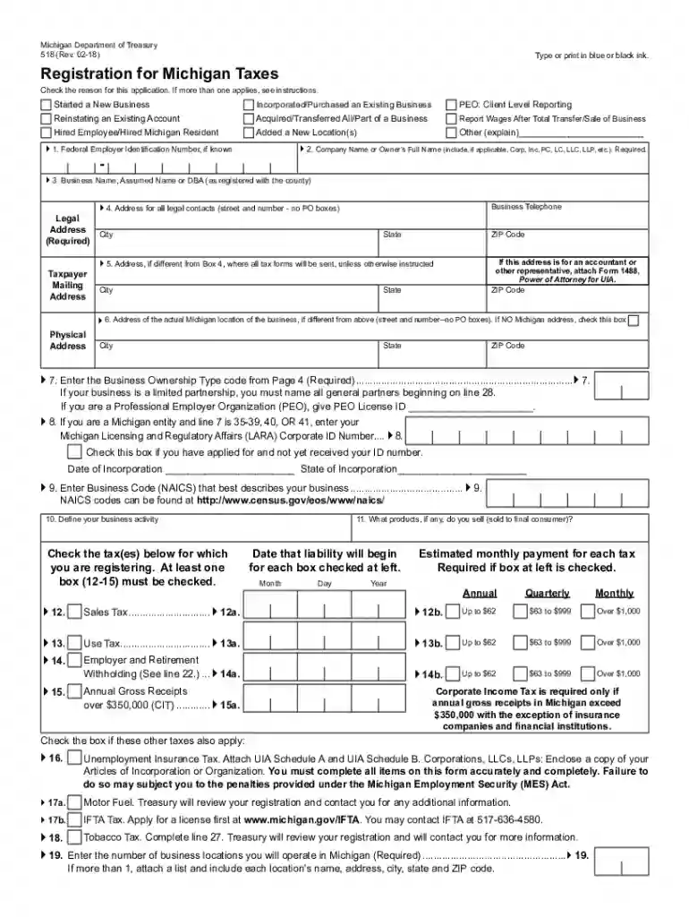 michigan form 518 instructions Preview on Page 1