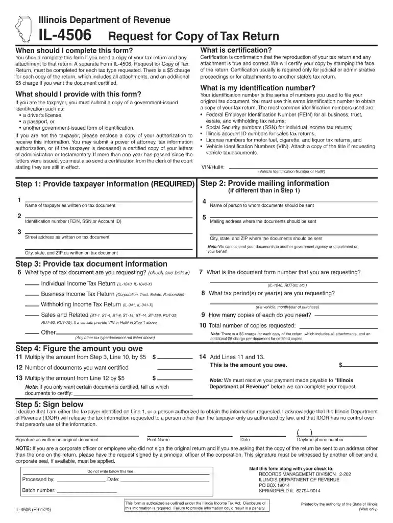 illinois state tax transcript online Preview on Page 1