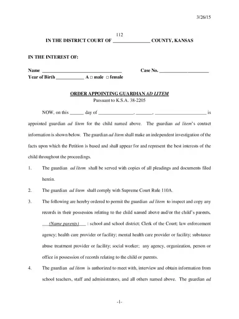 IN THE DISTRICT COURT OF COUNTY, KANSAS IN THE Preview on Page 1