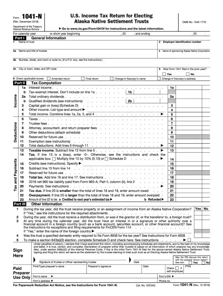 form 1041 Preview on Page 1