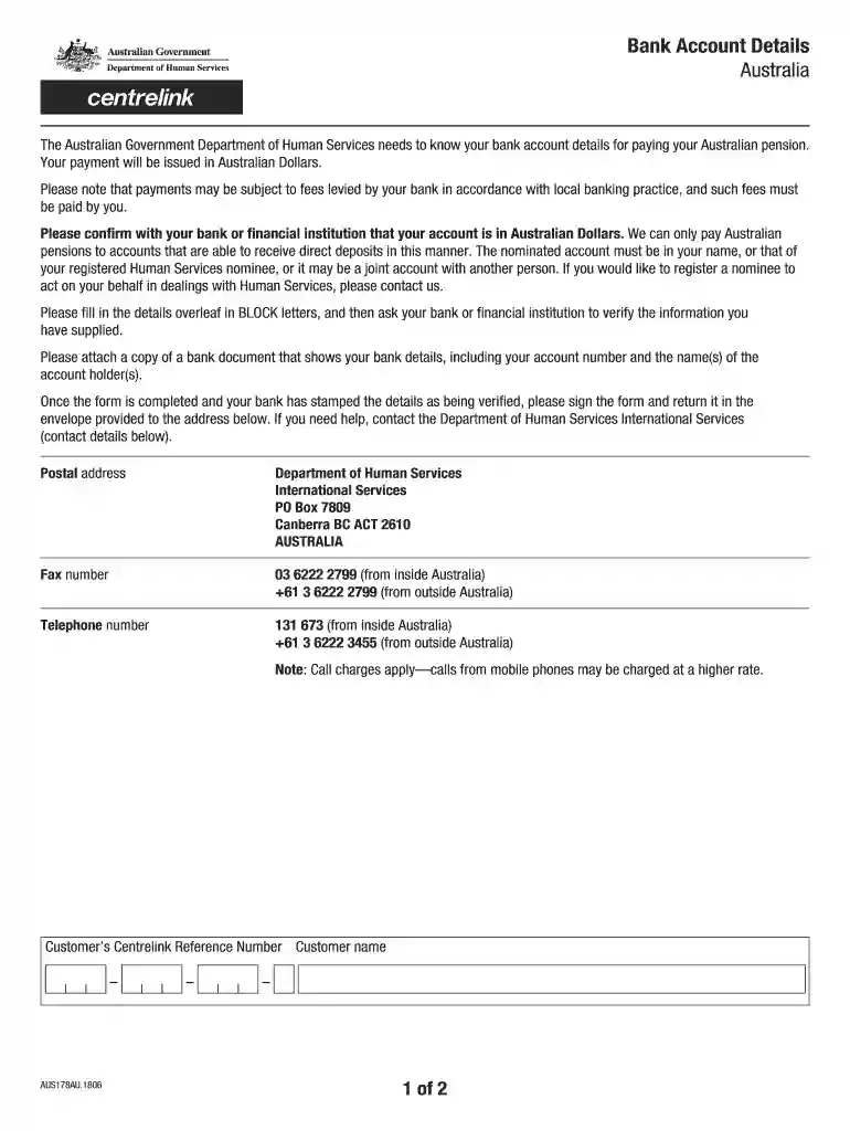 australia bank details format Preview on Page 1
