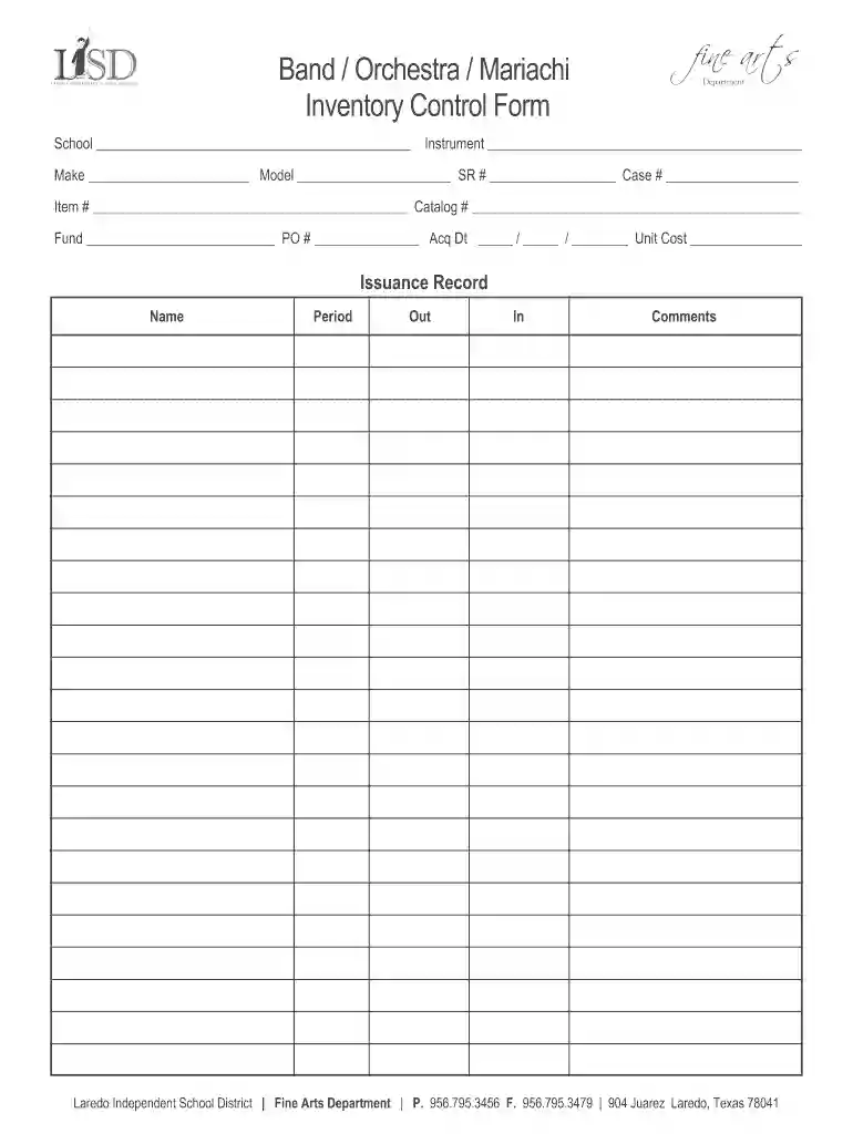instrument inventory Preview on Page 1