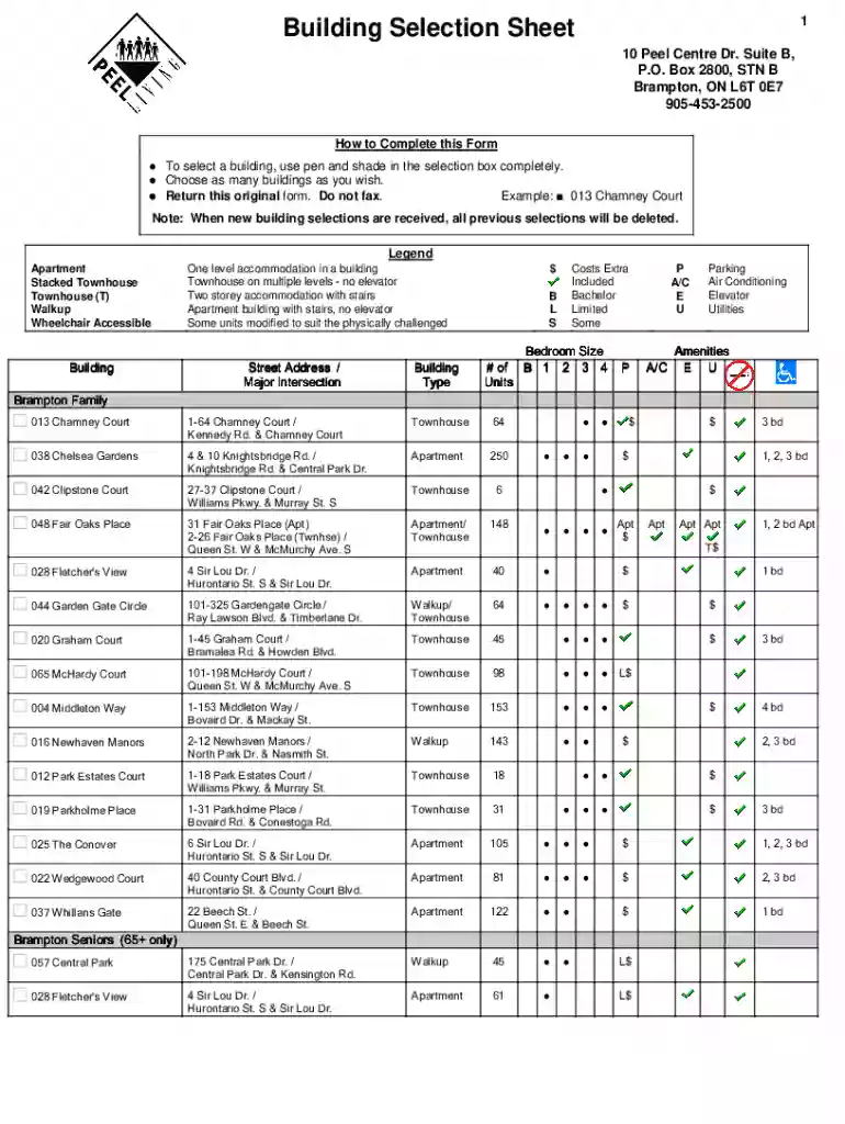 region housing building selection sheet Preview on Page 1