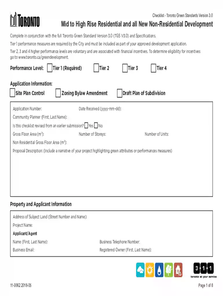 Toronto Green Standards Checklist - Mid to High Rise Preview on Page 1