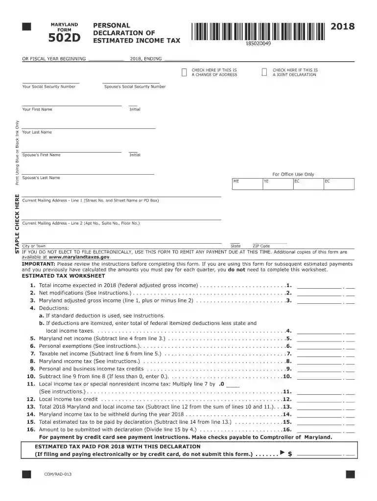 maryland estimated income tax Preview on Page 1