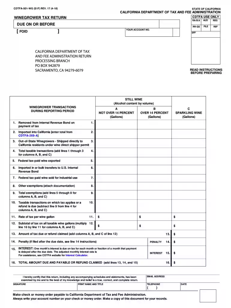 cdtfa 501 wg Preview on Page 1