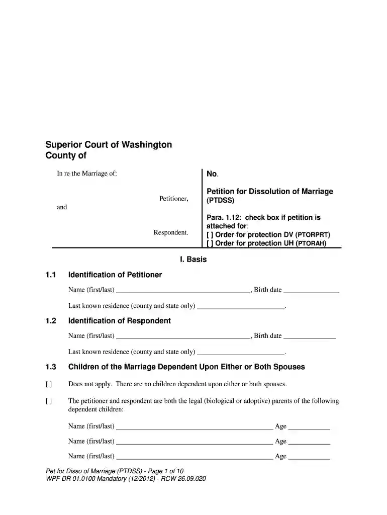 washington state divorce papers pdf Preview on Page 1
