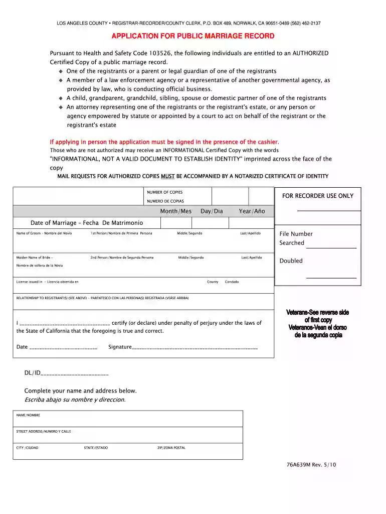 what is the marriage record identification filing number Preview on Page 1