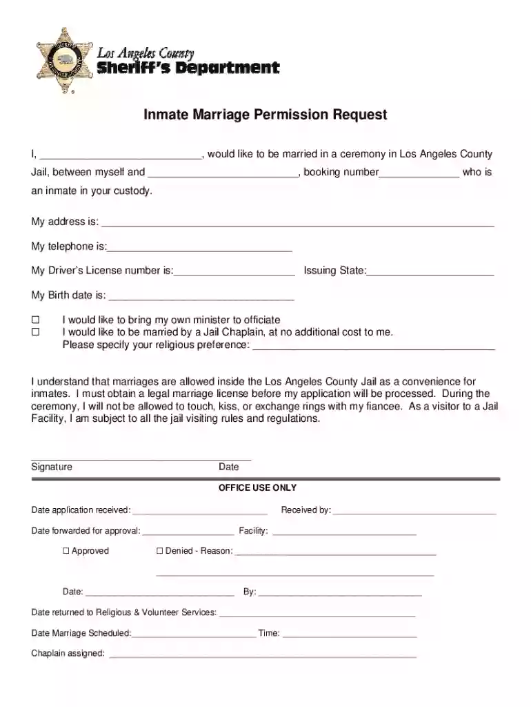 inmate marriage packet california Preview on Page 1
