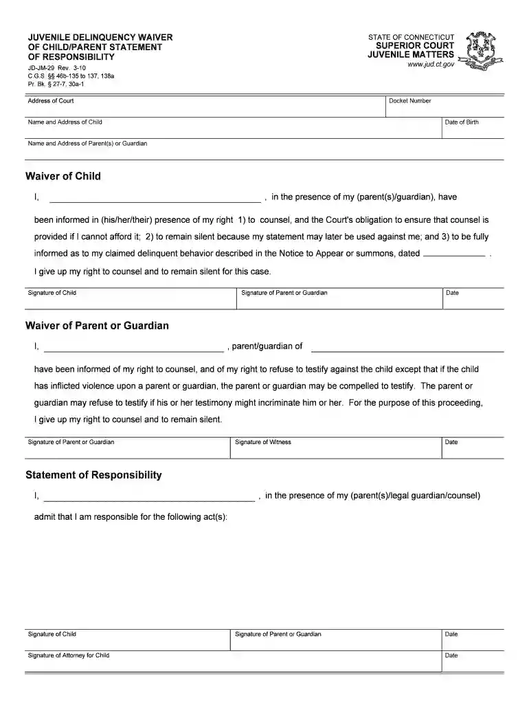 state of connecticut form jdjm 29 Preview on Page 1