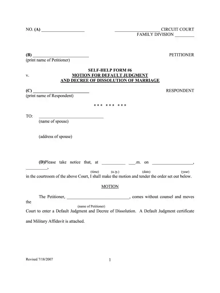 blank divorce papers Preview on Page 1
