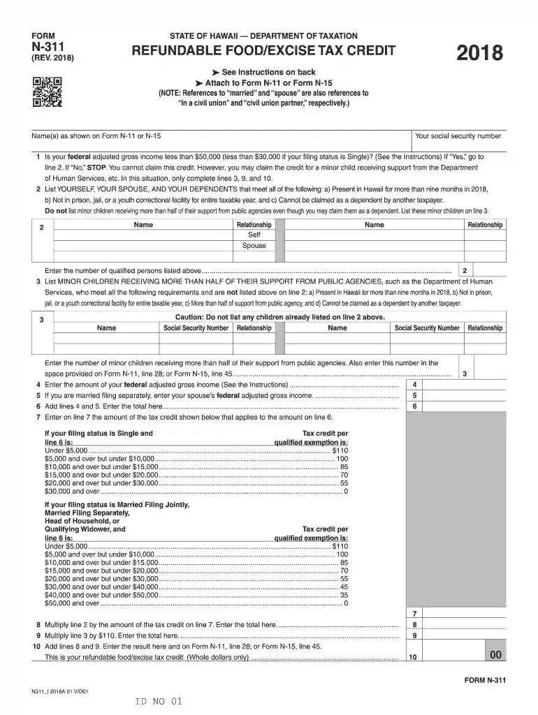 hawaii n 311 form Preview on Page 1